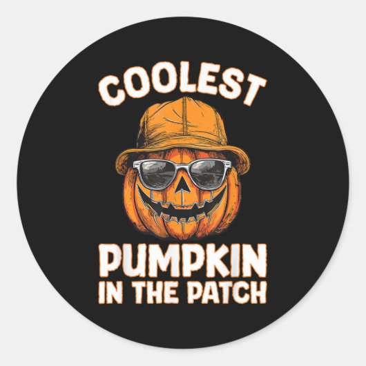 Funny Coolest Pumpkin In The Patch Halloween Ronde Sticker (Voorkant)