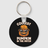 Funny Coolest Pumpkin In The Patch Halloween Sleutelhanger (Voorkant)