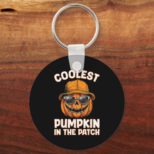 Funny Coolest Pumpkin In The Patch Halloween Sleutelhanger (Voorkant)
