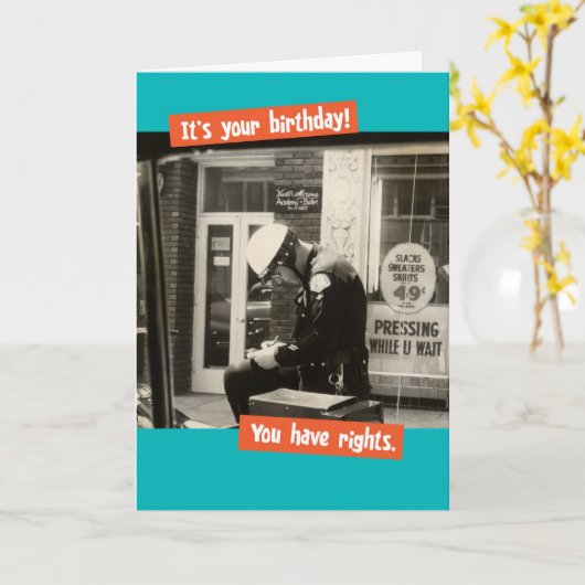 Funny Cop Birthday Rights Kaart (Gele Bloem)