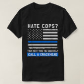 Funny Cop Gezegde Thin Blue Line American Flag Pol T-shirt (Design voorkant)