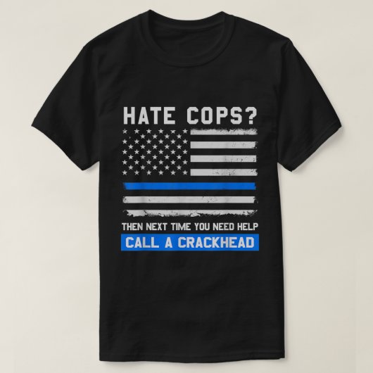 Funny Cop Gezegde Thin Blue Line American Flag Pol T-shirt (Design voorkant)