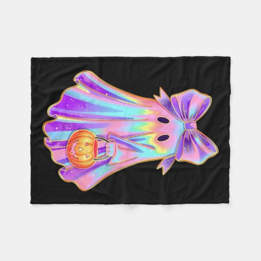 Funny Coquette Bow Ghost Pumpkin Halloween Soky Se Fleece Deken (Voorkant (Horizontaal))