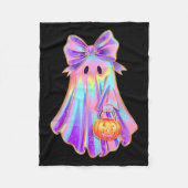 Funny Coquette Bow Ghost Pumpkin Halloween Soky Se Fleece Deken (Voorkant)