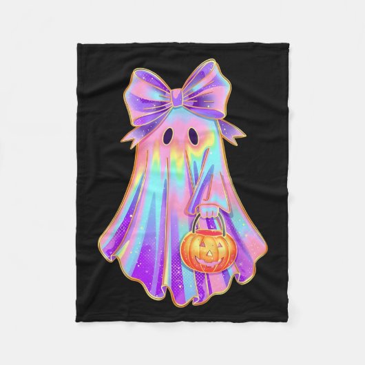 Funny Coquette Bow Ghost Pumpkin Halloween Soky Se Fleece Deken (Voorkant)