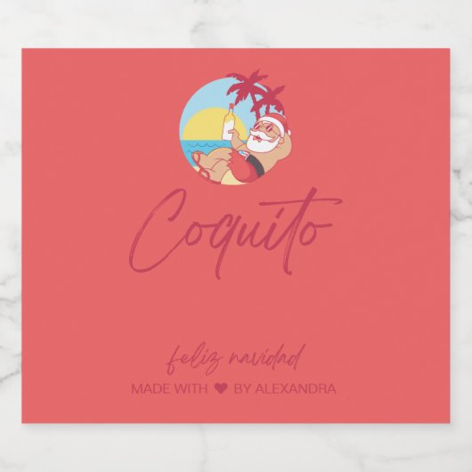 Funny Coquito Food and Beverage Label Set Likeurfles Etiket (Enkel label)