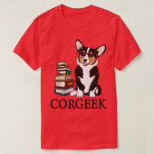 Funny Corgeek Corgi Hondenliefhebbers Book Reading T-shirt (Design voorkant)