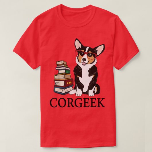 Funny Corgeek Corgi Hondenliefhebbers Book Reading T-shirt (Design voorkant)