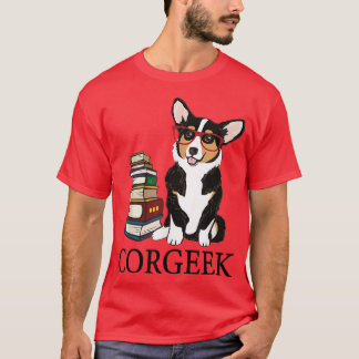 Funny Corgeek Corgi Hondenliefhebbers Book Reading T-shirt