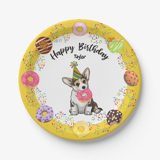 Funny Corgi Birthday Party Paper Bord (Voorkant)