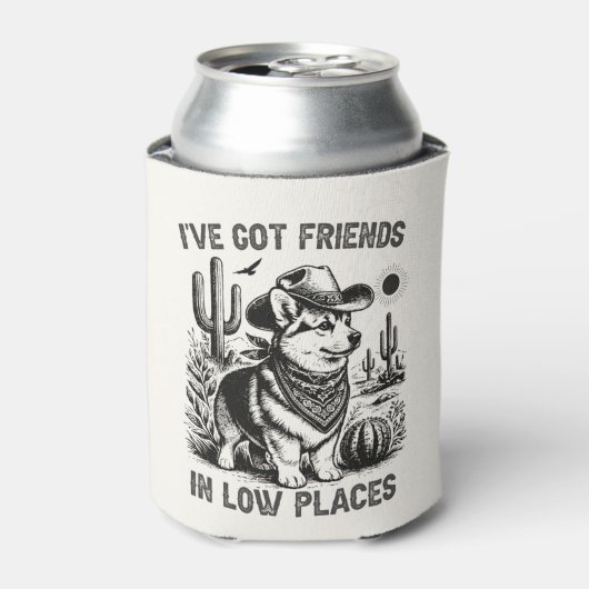 Funny Corgi Cowboy Can Cooler (Blikje Voorkant)