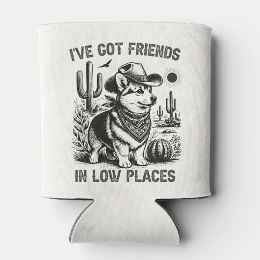 Funny Corgi Cowboy Can Cooler (Achterkant)