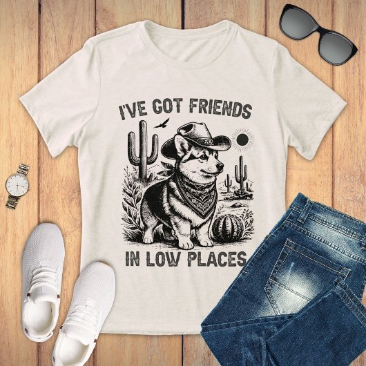 Funny Corgi Cowboy Dog Tri-Blend Shirt