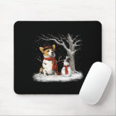 Funny Corgi Dog In The Snow Tree Christmas Winter  Muismat (Met muis)