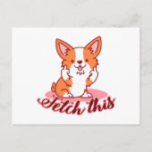 Funny Corgi Dog Middle Finger Fetch Briefkaart (Voorkant)