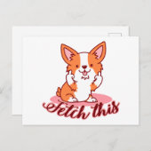Funny Corgi Dog Middle Finger Fetch Briefkaart (Voorkant / Achterkant)