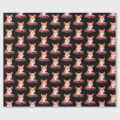 Funny Corgi Dog Middle Finger Fetch Cadeaupapier (Vlak)