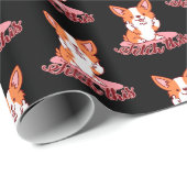 Funny Corgi Dog Middle Finger Fetch Cadeaupapier (Rol Hoek)