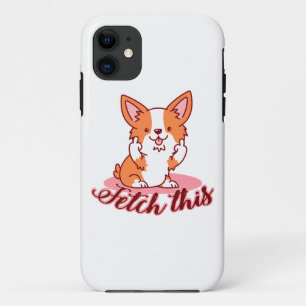 Funny Corgi Dog Middle Finger Fetch Case-Mate iPhone Case