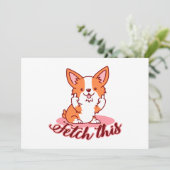 Funny Corgi Dog Middle Finger Fetch Feestdagenkaart (Staand voorkant)