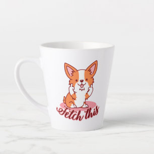 Funny Corgi Dog Middle Finger Fetch Latte Mok