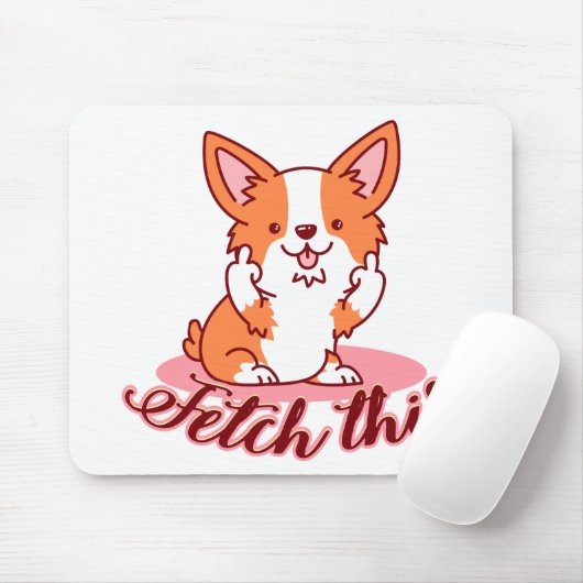 Funny Corgi Dog Middle Finger Fetch Muismat (Met muis)
