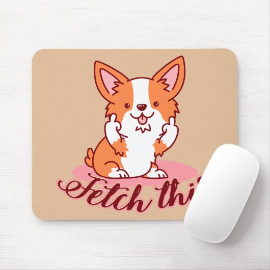 Funny Corgi Dog Middle Finger Fetch Muismat (Met muis)