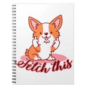 Funny Corgi Dog Middle Finger Fetch Notitieboek