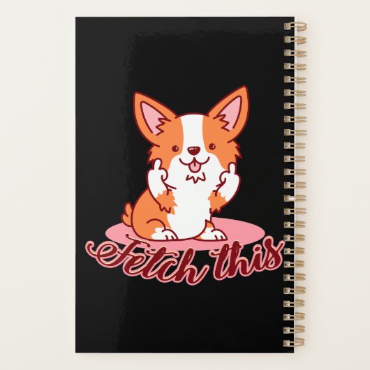 Funny Corgi Dog Middle Finger Fetch Planner (Achterkant)