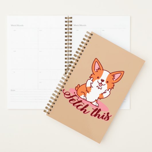 Funny Corgi Dog Middle Finger Fetch Planner (Display)