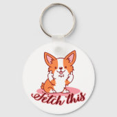 Funny Corgi Dog Middle Finger Fetch Sleutelhanger (Voorkant)