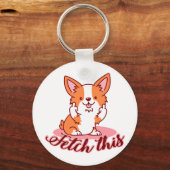 Funny Corgi Dog Middle Finger Fetch Sleutelhanger (Voorkant)