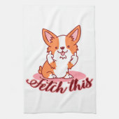 Funny Corgi Dog Middle Finger Fetch Theedoek (Verticaal)