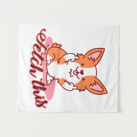 Funny Corgi Dog Middle Finger Fetch Wandkleed (Voorkant (horizontaal))