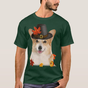 Funny Corgi Dog Pilgrim Pet Herfst Happy Thanksgiv T-shirt