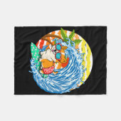 Funny Corgi Dog Surfing Surfer Hawaii Beach Summer Fleece Deken (Voorkant (Horizontaal))