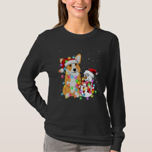 Funny Corgi Dog T-shirt met kerstmis Snowman Xmas