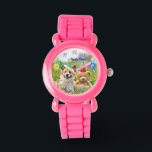 Funny Corgi Dog Teddy Birthday Party Watch Horloge<br><div class="desc">Fun verjaardagsfeestje foto illustratie van een grappige corgi en schattige studie met feestballonnen en petten. Geweldig verjaardagsgeschenk voor iedereen die jong of ouder is, jongen of meisje, en je kunt de tekst aanpassen om naam of bericht te wijzigen. Beschikbaar in verschillende kleuren, stijlen en horlogevormen die u voor iedereen, vrienden...</div>