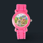 Funny Corgi Dog Teddy Birthday Party Watch Horloge<br><div class="desc">Fun verjaardagsfeestje foto illustratie van een grappige corgi en schattige studie met feestballonnen en petten. Geweldig verjaardagsgeschenk voor iedereen die jong of ouder is, jongen of meisje, en je kunt de tekst aanpassen om naam of bericht te wijzigen. Beschikbaar in verschillende kleuren, stijlen en horlogevormen die u voor iedereen, vrienden...</div>