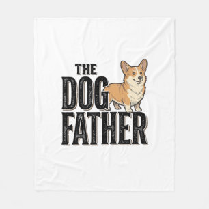 Funny Corgi Dogfather Vintage Gravure T-Shirt De Fleece Deken