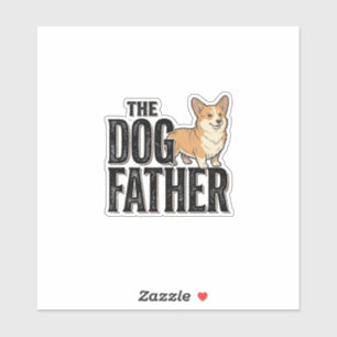 Funny Corgi Dogfather Vintage Gravure T-Shirt De Sticker