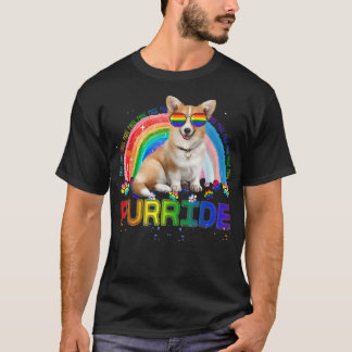 Funny Corgi Gay Pride Rainbow Sunbribribril LGBTQ T-shirt