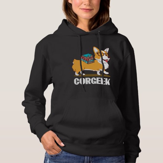 Funny Corgi Geek Corgeek Book Design Print 49 Hoodie (Voorkant)