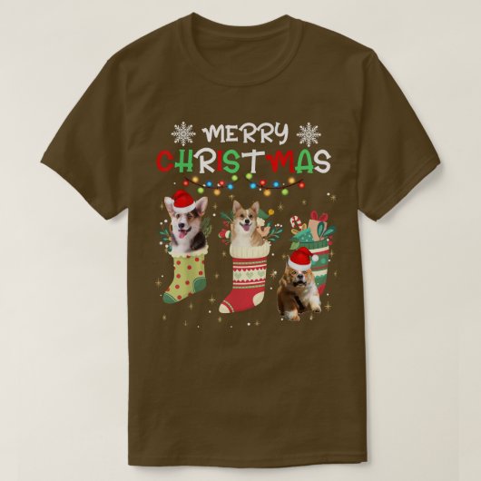 Funny Corgi-Hondenliefhebber met kerstverlichting T-shirt (Design voorkant)