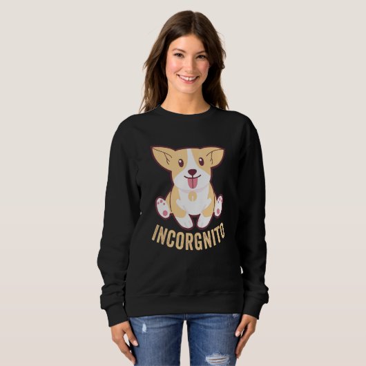 Funny Corgi Incorgnito Welsh Face Dog Pun Trui (Voorkant volledig)