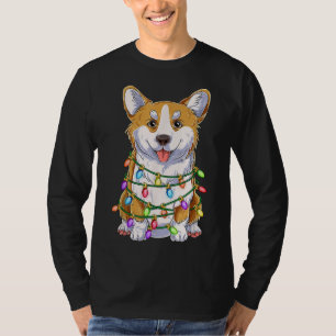 Funny Corgi-kerstboom Lamlampjes Xmas Gift Dog Lo T-shirt