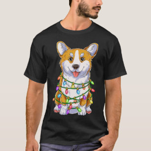 Funny Corgi-kerstboom Lamlampjes Xmas Gift Dog Lo T-shirt