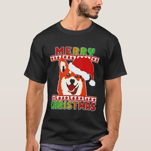 Funny Corgi Kersthond Santa 434 T-shirt (Voorkant)