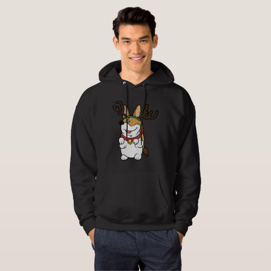 Funny Corgi Kerstmis Hoodie (Voorkant volledig)
