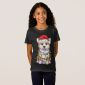 Funny Corgi Kerstmis Lights Gift Santa Hat D T-shirt (Voorkant volledig)